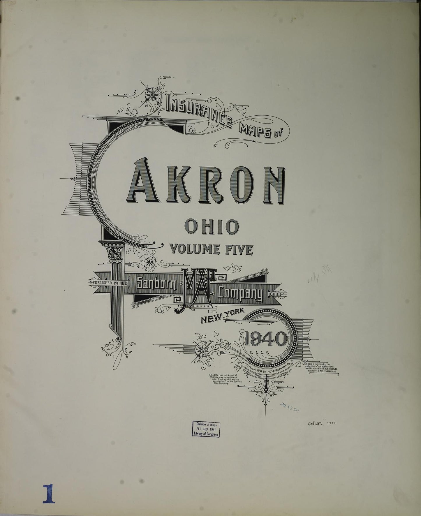 Sanborn Fire Insurance Map from Akron, Summit County, Ohio (1940), Sheet #0001 - Complete Map Set gallery image, historic Sanborn map, vintage wall art, Ohio Ohio