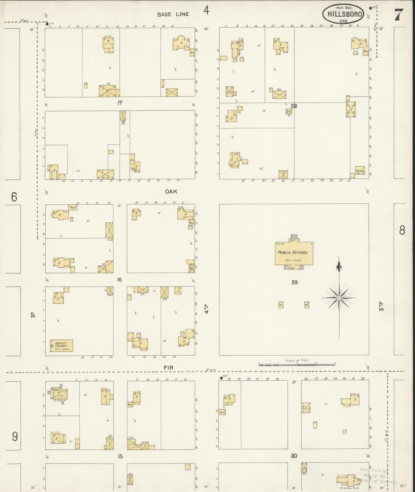 Sanborn Fire Insurance Map from Hillsboro, Washington County, Oregon (1902), Sheet #0007 - Complete Map Set gallery image, historic Sanborn map, vintage wall art, Oregon Oregon