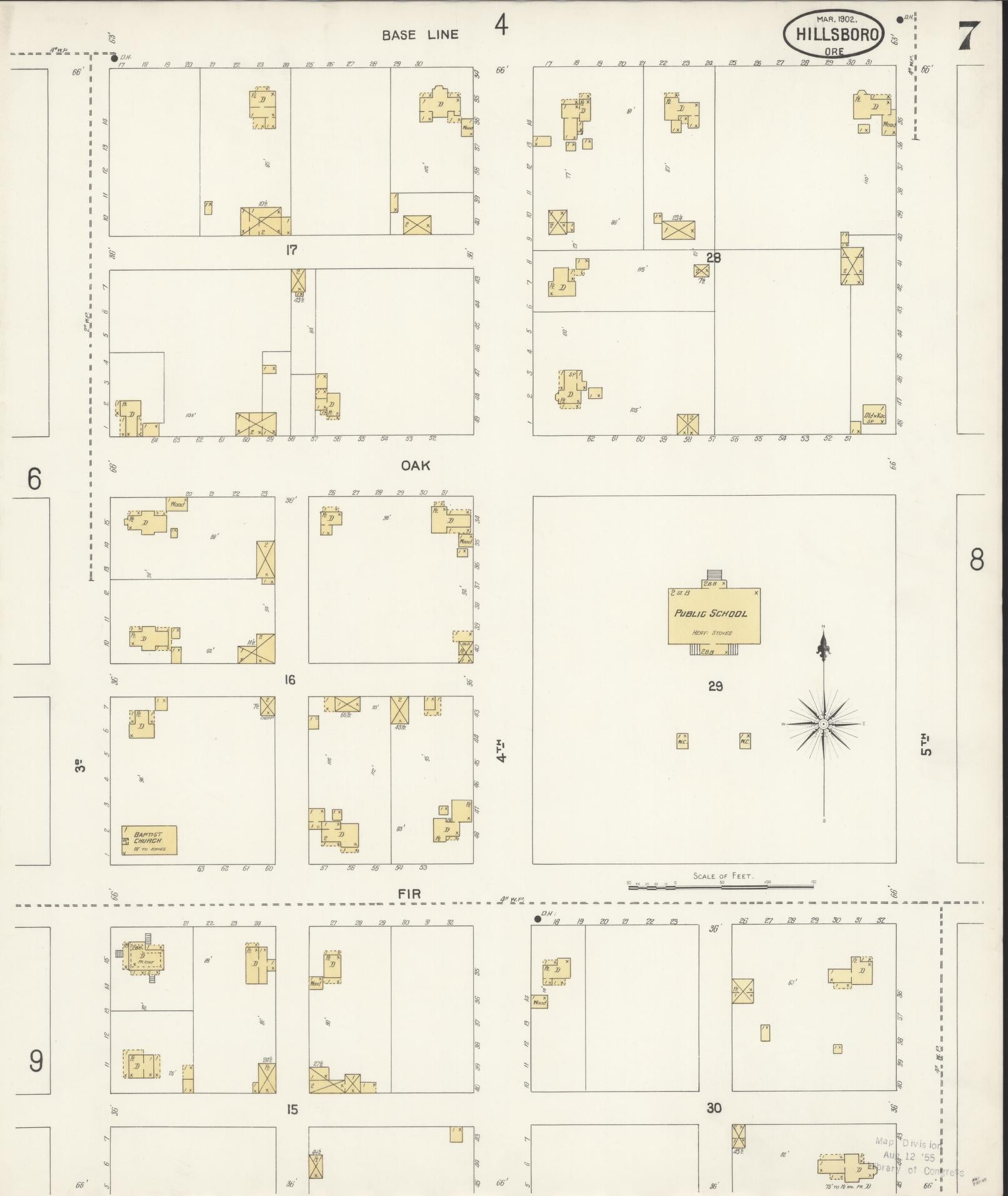 Sanborn Fire Insurance Map from Hillsboro, Washington County, Oregon (1902), Sheet #0007 - Complete Map Set gallery image, historic Sanborn map, vintage wall art, Oregon Oregon
