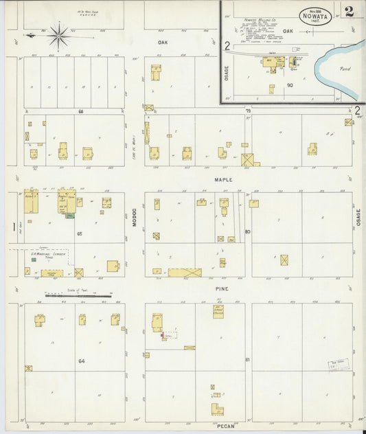 Sanborn Fire Insurance Map from Nowata, Nowata County, Oklahoma (1898), Sheet #0002 - Historic Sanborn Fire Insurance Map Print, vintage old map wall art, antique decor, genealogy gift, Oklahoma Oklahoma map