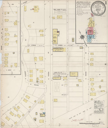 Sanborn Fire Insurance Map from Brea, Orange County, California (1920), Sheet #0001 - Historic Sanborn Fire Insurance Map Print, vintage old map wall art, antique decor, genealogy gift, California California map