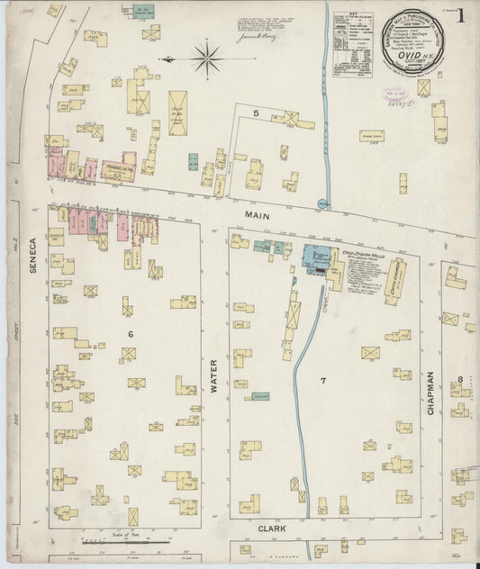 Sanborn Fire Insurance Map from Ovid, Seneca County, New York (1887), Sheet #0001 - Historic Sanborn Fire Insurance Map Print, vintage old map wall art, antique decor, genealogy gift, New York New York map