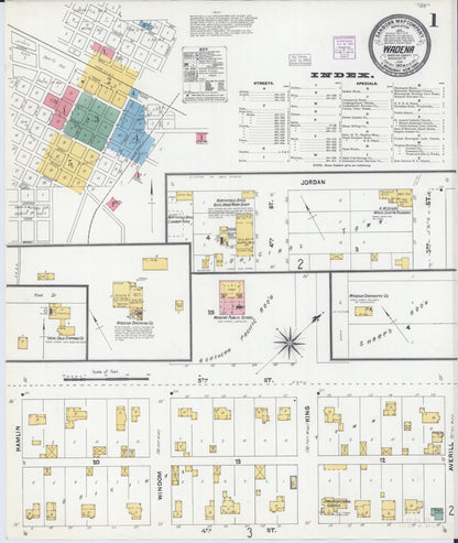 Sanborn Fire Insurance Map from Wadena, Wadena County, Minnesota (1904), Sheet #0001 - Complete Map Set gallery image, historic Sanborn map, vintage wall art, Minnesota Minnesota