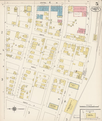 Sanborn Fire Insurance Map from Tracy, San Joaquin County, California (1913), Sheet #0005 - Complete Map Set gallery image, historic Sanborn map, vintage wall art, California California