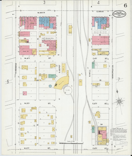 Sanborn Fire Insurance Map from Cherryvale, Montgomery County, Kansas (1905), Sheet #0006 - Historic Sanborn Fire Insurance Map Print, vintage old map wall art, antique decor, genealogy gift, Kansas Kansas map