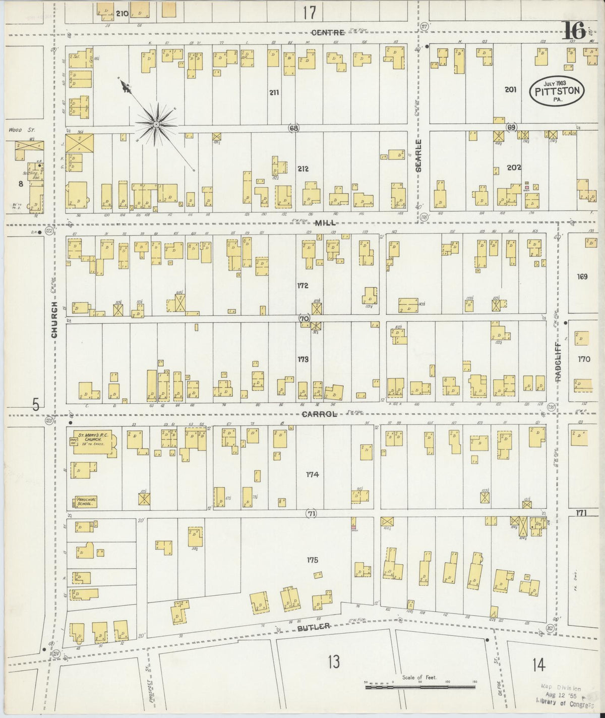Sanborn Fire Insurance Map from Pittston, Luzerne County, Pennsylvania (1903), Sheet #0016 - Historic Sanborn Fire Insurance Map Print, vintage old map wall art, antique decor, genealogy gift, Pennsylvania Pennsylvania map