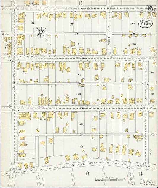 Sanborn Fire Insurance Map from Pittston, Luzerne County, Pennsylvania (1903), Sheet #0016 - Historic Sanborn Fire Insurance Map Print, vintage old map wall art, antique decor, genealogy gift, Pennsylvania Pennsylvania map
