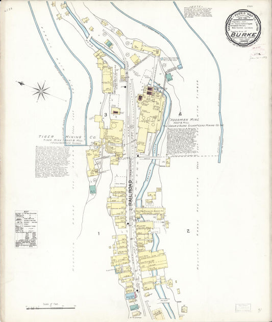 Sanborn Fire Insurance Map from Burke, Shoshone County, Idaho (1892), Sheet #0001 - Historic Sanborn Fire Insurance Map Print, vintage old map wall art, antique decor, genealogy gift, Idaho Idaho map
