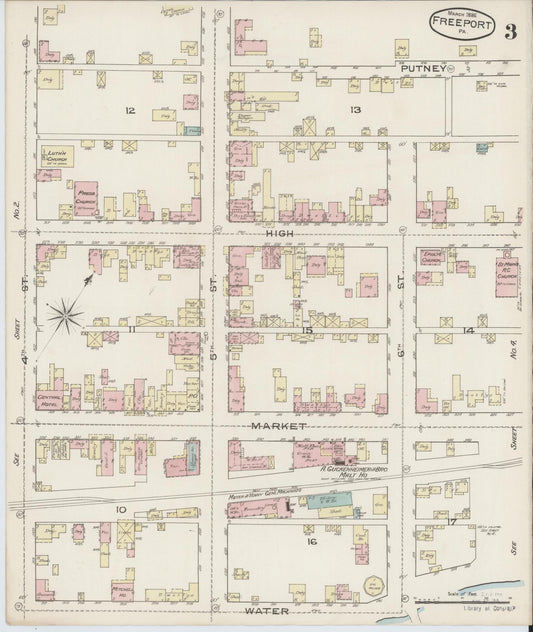 Sanborn Fire Insurance Map from Freeport, Armstrong County, Pennsylvania (1886), Sheet #0003 - Historic Sanborn Fire Insurance Map Print, vintage old map wall art, antique decor, genealogy gift, Pennsylvania Pennsylvania map