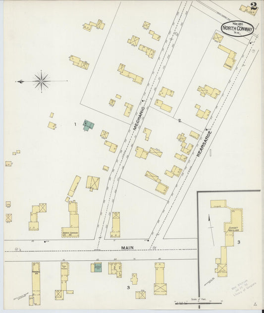 Sanborn Fire Insurance Map from North Conway, Carroll County, New Hampshire (1892), Sheet #0002 - Historic Sanborn Fire Insurance Map Print, vintage old map wall art, antique decor, genealogy gift, New Hampshire New Hampshire map