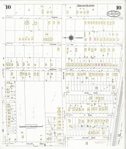 Sanborn Fire Insurance Map from Elmhurst, Du Page County, Illinois (1924), Sheet #0010 - Complete Map Set gallery image, historic Sanborn map, vintage wall art, Illinois Illinois