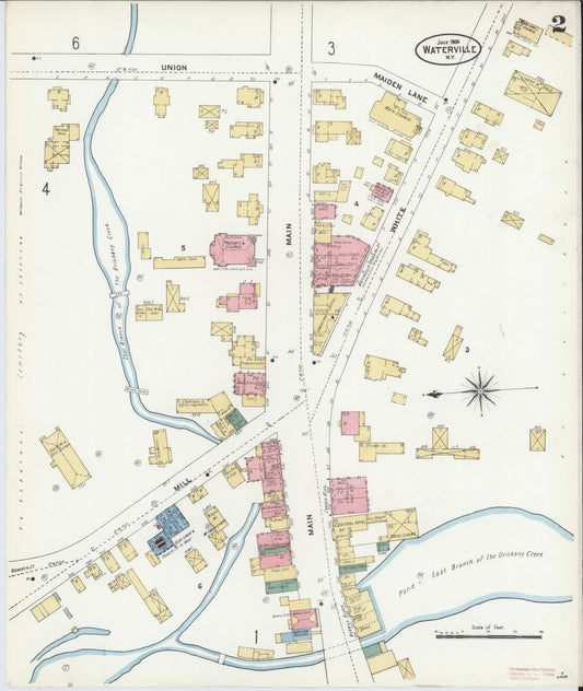 Sanborn Fire Insurance Map from Waterville, Oneida County, New York (1906), Sheet #0002 - Historic Sanborn Fire Insurance Map Print, vintage old map wall art, antique decor, genealogy gift, New York New York map