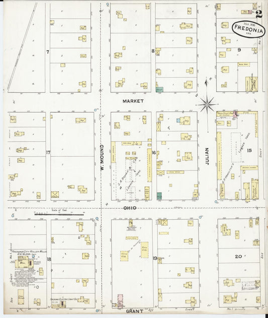 Sanborn Fire Insurance Map from Fredonia, Wilson County, Kansas (1890), Sheet #0002 - Historic Sanborn Fire Insurance Map Print, vintage old map wall art, antique decor, genealogy gift, Kansas Kansas map
