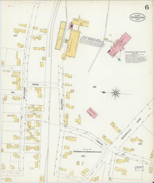 Sanborn Fire Insurance Map from Skowhegan, Somerset County, Maine (1903), Sheet #0006 - Historic Sanborn Fire Insurance Map Print, vintage old map wall art, antique decor, genealogy gift, Maine Maine map