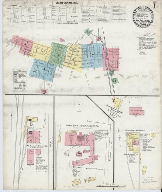 Sanborn Fire Insurance Map from Mount Pleasant, Westmoreland County, Pennsylvania (1896), Sheet #0001 - Historic Sanborn Fire Insurance Map Print, vintage old map wall art, antique decor, genealogy gift, Pennsylvania Pennsylvania map