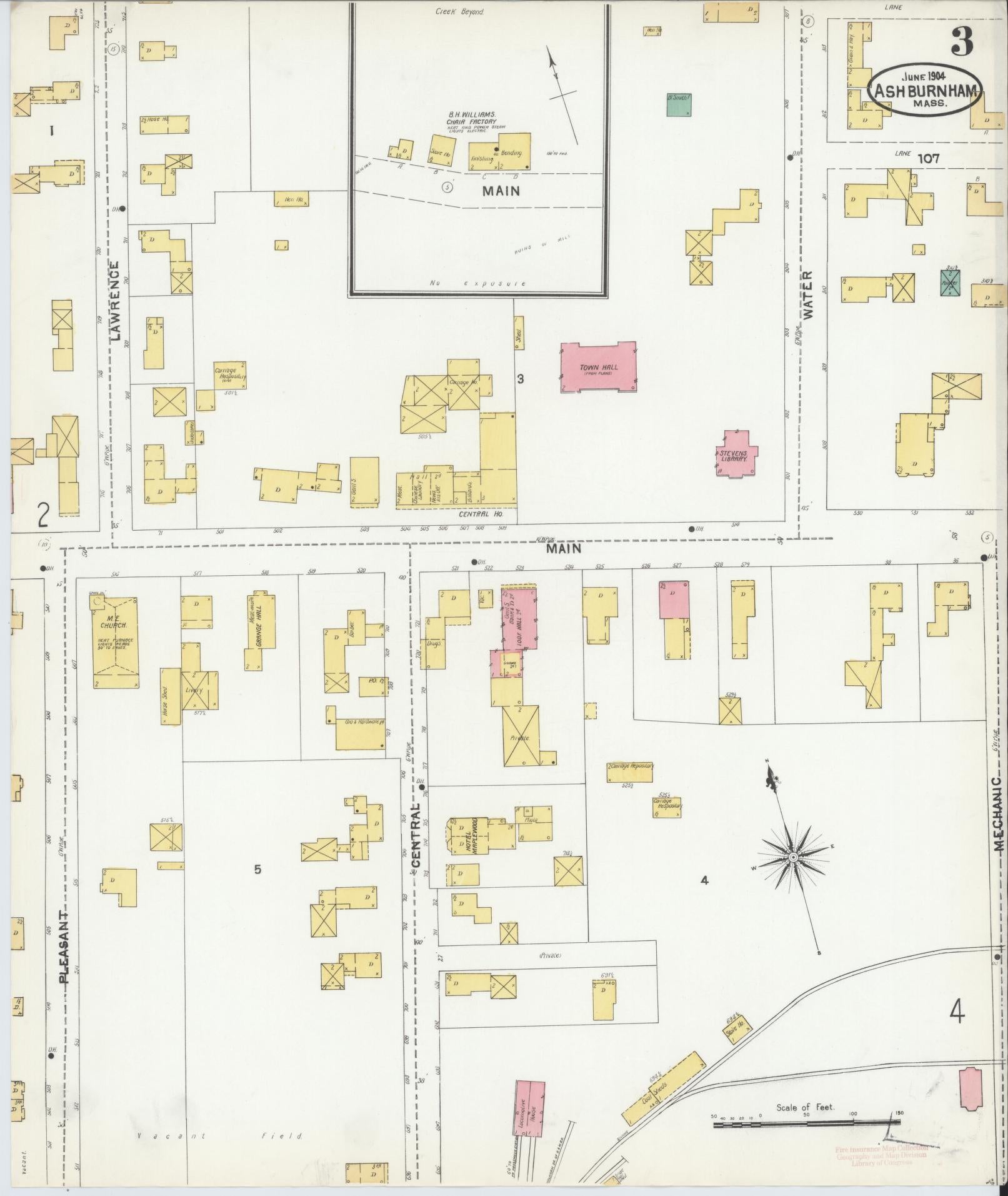 Sanborn Fire Insurance Map from Ashburnham, Worcester County, Massachusetts (1904), Sheet #0003 - Complete Map Set gallery image, historic Sanborn map, vintage wall art, Massachusetts Massachusetts