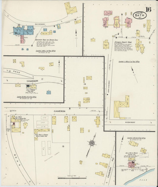 Sanborn Fire Insurance Map from Bath, Steuben County, New York (1915), Sheet #0016 - Historic Sanborn Fire Insurance Map Print, vintage old map wall art, antique decor, genealogy gift, New York New York map