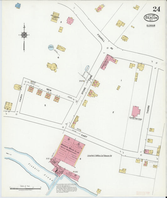 Sanborn Fire Insurance Map from Beacon, Dutchess County, New York (1919), Sheet #0024 - Historic Sanborn Fire Insurance Map Print, vintage old map wall art, antique decor, genealogy gift, New York New York map