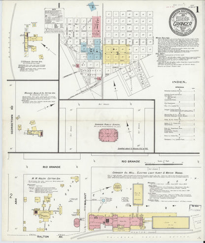 Sanborn Fire Insurance Map from Granger, Williamson County, Texas (1910), Sheet #0001 - Complete Map Set gallery image, historic Sanborn map, vintage wall art, Texas Texas