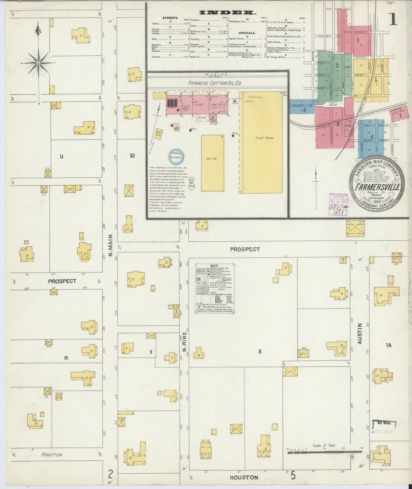 Sanborn Fire Insurance Map from Farmersville, Collin County, Texas (1902), Sheet #0001 - Historic Sanborn Fire Insurance Map Print, vintage old map wall art, antique decor, genealogy gift, Texas Texas map