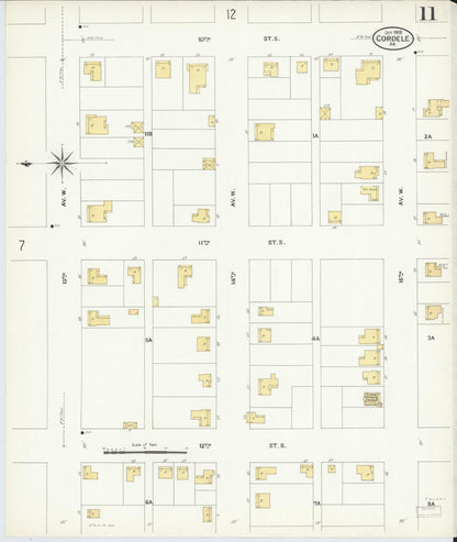 Sanborn Fire Insurance Map from Cordele, Crisp County, Georgia (1908), Sheet #0011 - Complete Map Set gallery image, historic Sanborn map, vintage wall art, Georgia Georgia