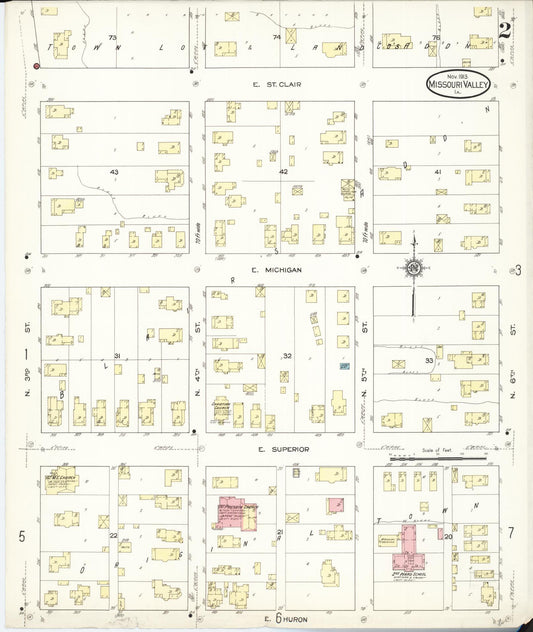 Sanborn Fire Insurance Map from Missouri Valley, Harrison County, Iowa (1913), Sheet #0002 - Historic Sanborn Fire Insurance Map Print, vintage old map wall art