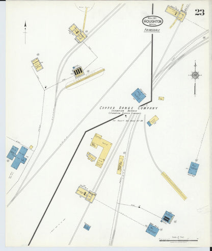Sanborn Fire Insurance Map from Houghton, Houghton County, Michigan (1917), Sheet #0023 - Historic Sanborn Fire Insurance Map Print, vintage old map wall art, antique decor, genealogy gift, Michigan Michigan map