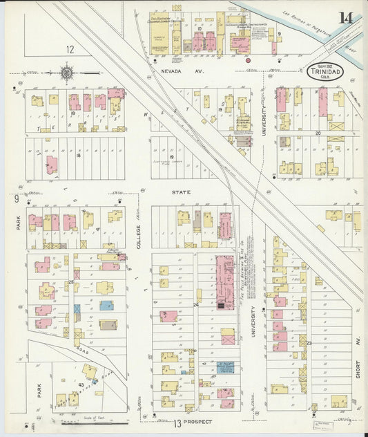 Sanborn Fire Insurance Map from Trinidad, Las Animas County, Colorado (1912), Sheet #0014 - Historic Sanborn Fire Insurance Map Print, vintage old map wall art, antique decor, genealogy gift, Colorado Colorado map