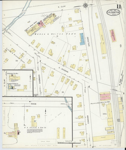 Sanborn Fire Insurance Map from Coldwater, Branch County, Michigan (1914), Sheet #0011 - Complete Map Set gallery image, historic Sanborn map, vintage wall art, Michigan Michigan
