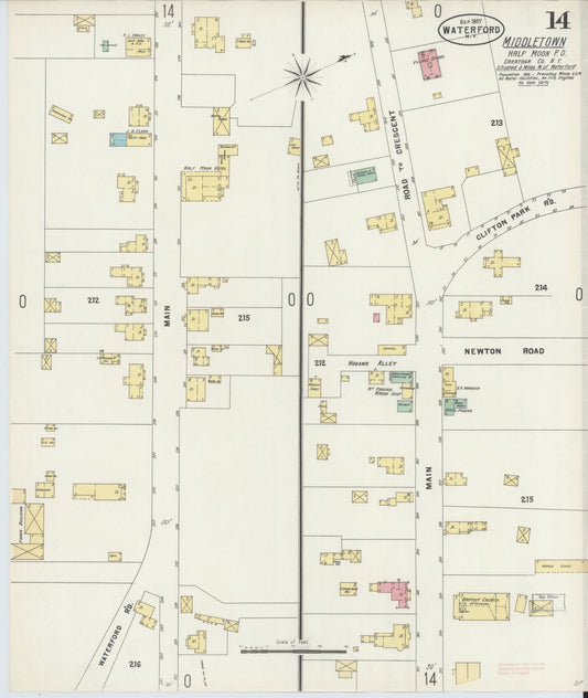 Sanborn Fire Insurance Map from Waterford, Saratoga County, New York (1897), Sheet #0014 - Historic Sanborn Fire Insurance Map Print, vintage old map wall art, antique decor, genealogy gift, New York New York map