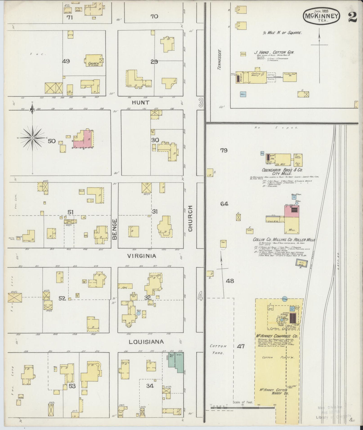 Sanborn Fire Insurance Map from McKinney, Collin County, Texas (1892), Sheet #0002 - Complete Map Set gallery image, historic Sanborn map, vintage wall art, Texas Texas
