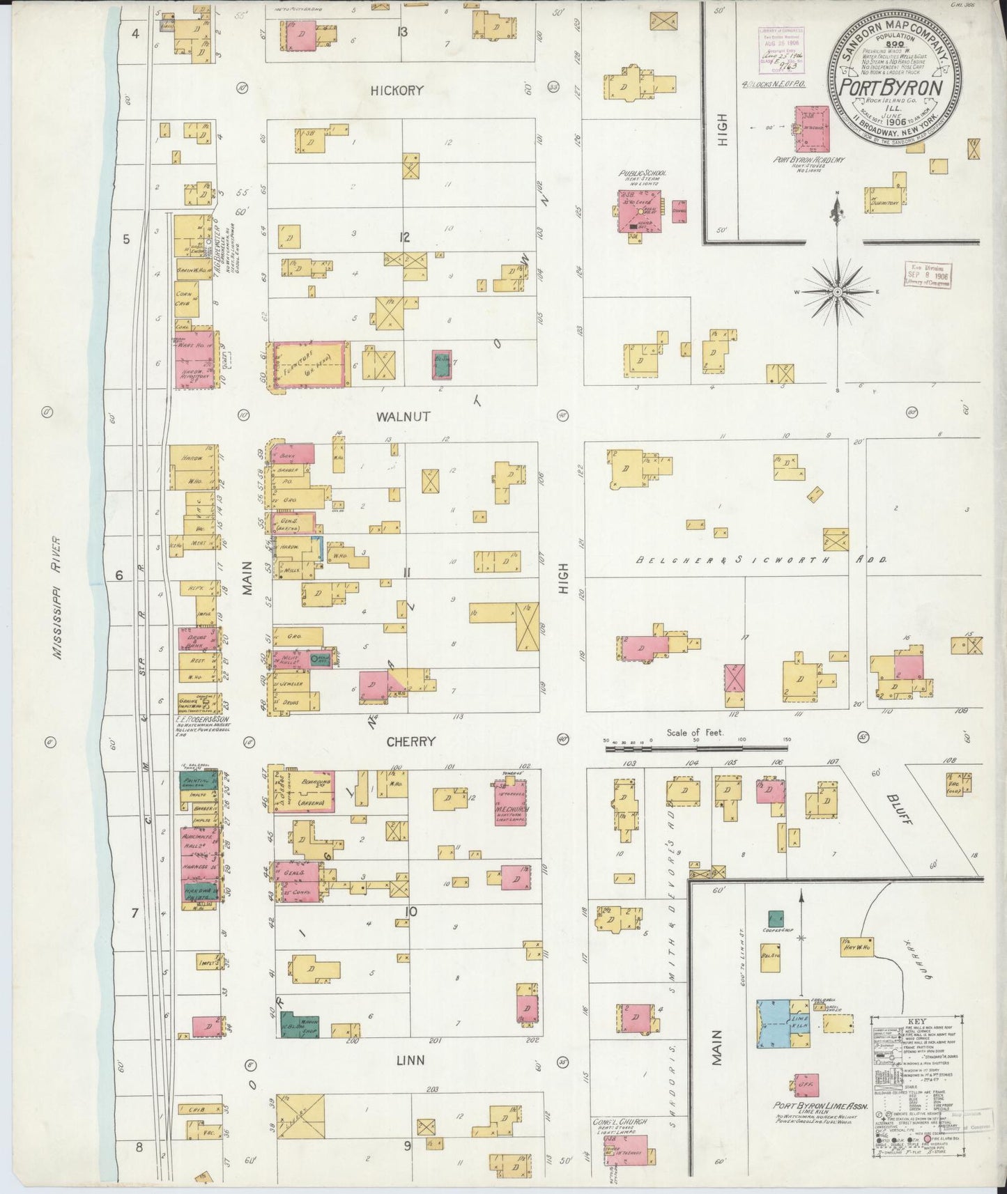 Sanborn Fire Insurance Map from Port Byron, Rock Island County, Illinois (1906), Sheet #0001 - Historic Sanborn Fire Insurance Map Print, vintage old map wall art, antique decor, genealogy gift, Illinois Illinois map