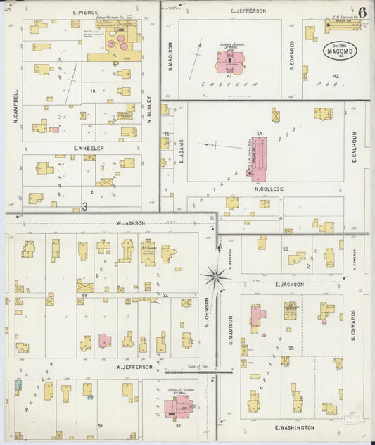Sanborn Fire Insurance Map from Macomb, Mcdonough County, Illinois (1898), Sheet #0006 - Historic Sanborn Fire Insurance Map Print, vintage old map wall art, antique decor, genealogy gift, Illinois Illinois map
