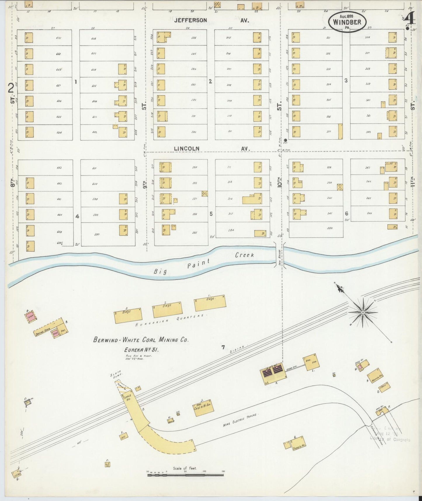 Sanborn Fire Insurance Map from Windber, Somerset County, Pennsylvania (1899), Sheet #0004 - Complete Map Set gallery image, historic Sanborn map, vintage wall art, Pennsylvania Pennsylvania