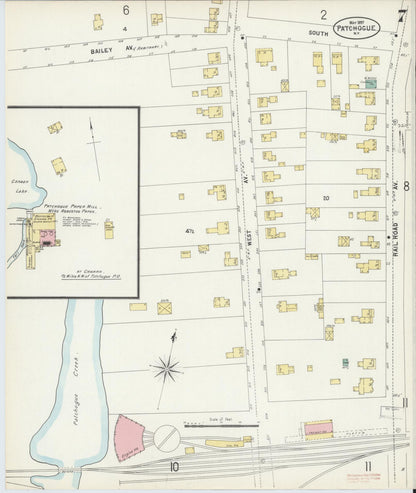 Sanborn Fire Insurance Map from Patchogue, Suffolk County, New York (1897), Sheet #0007 - Complete Map Set gallery image, historic Sanborn map, vintage wall art, New York New York