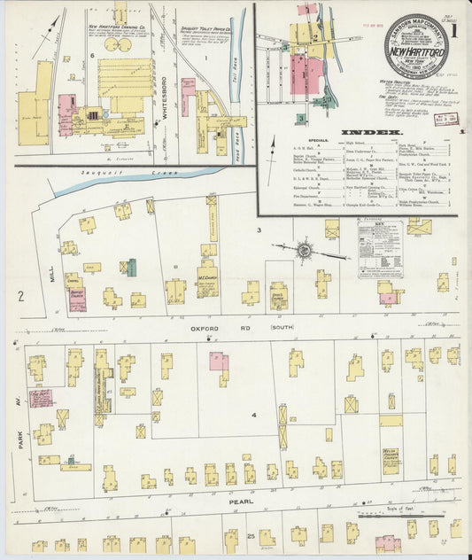 Sanborn Fire Insurance Map from New Hartford, Oneida County, New York (1910), Sheet #0001 - Historic Sanborn Fire Insurance Map Print, vintage old map wall art, antique decor, genealogy gift, New York New York map