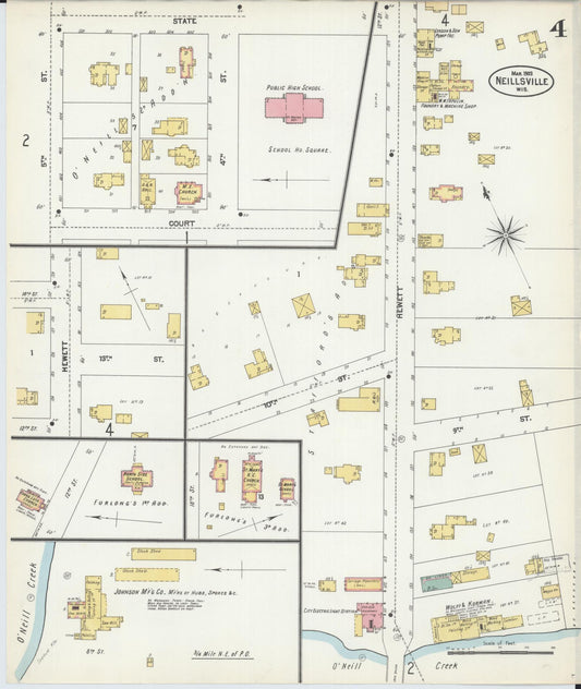 Sanborn Fire Insurance Map from Neillsville, Clark County, Wisconsin (1903), Sheet #0004 - Historic Sanborn Fire Insurance Map Print, vintage old map wall art, antique decor, genealogy gift, Wisconsin Wisconsin map