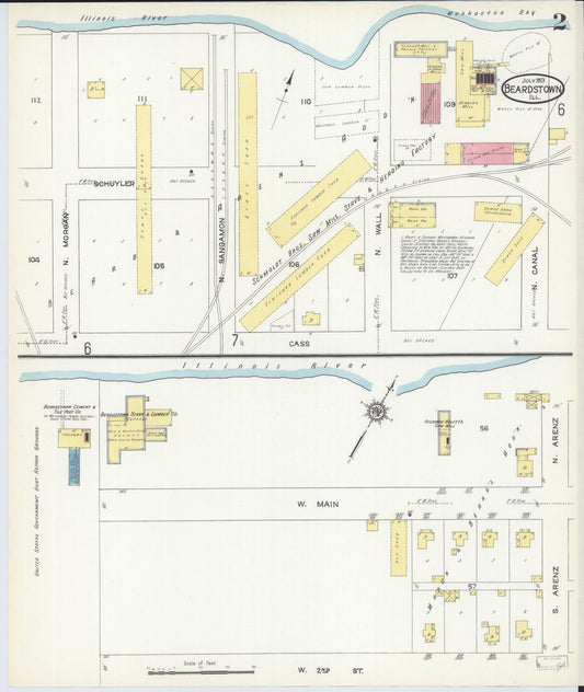 Sanborn Fire Insurance Map from Beardstown, Cass County, Illinois (1913), Sheet #0002 - Historic Sanborn Fire Insurance Map Print, vintage old map wall art, antique decor, genealogy gift, Illinois Illinois map