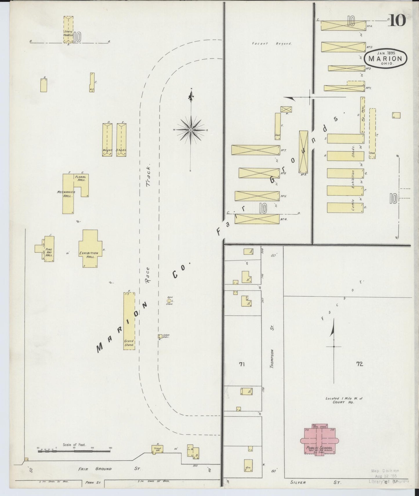 Sanborn Fire Insurance Map from Marion, Marion County, Ohio (1895), Sheet #0010 - Historic Sanborn Fire Insurance Map Print, vintage old map wall art, antique decor, genealogy gift, Ohio Ohio map