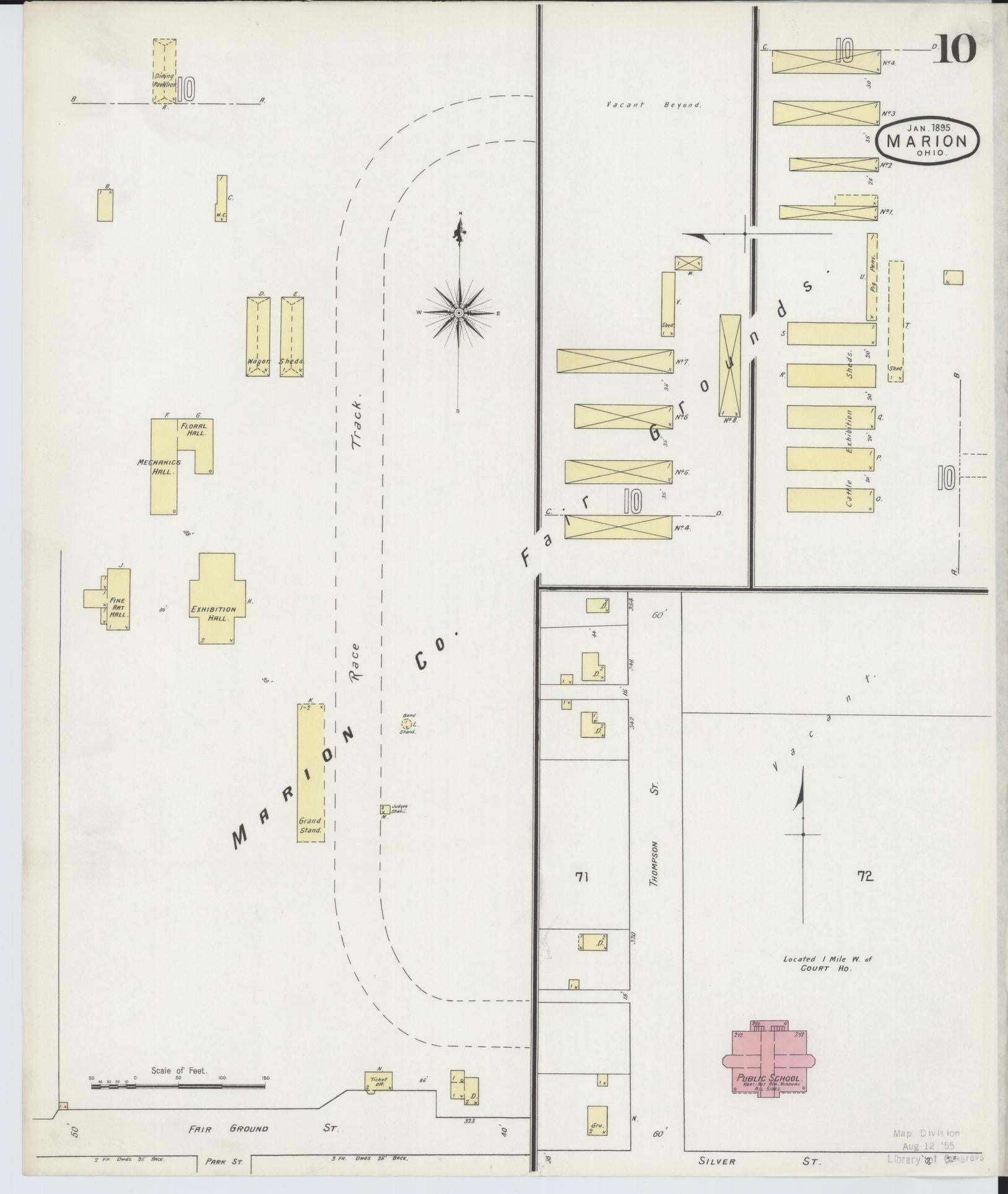 Sanborn Fire Insurance Map from Marion, Marion County, Ohio (1895), Sheet #0010 - Historic Sanborn Fire Insurance Map Print, vintage old map wall art, antique decor, genealogy gift, Ohio Ohio map