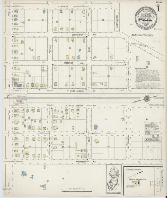 Sanborn Fire Insurance Map from Wenonah, Gloucester County, New Jersey. (1914) – Historic Sanborn Fire Insurance Map Print