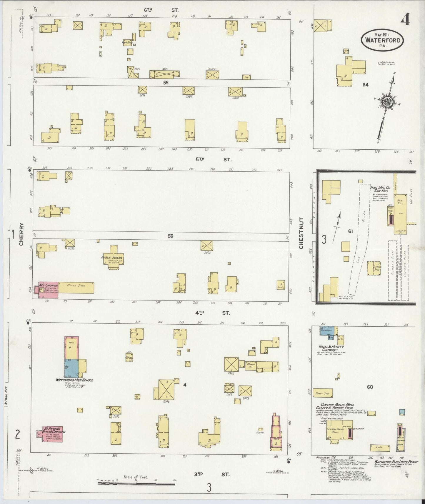 Sanborn Fire Insurance Map from Waterford, Erie County, Pennsylvania (1911), Sheet #0004 - Complete Map Set gallery image, historic Sanborn map, vintage wall art, Pennsylvania Pennsylvania