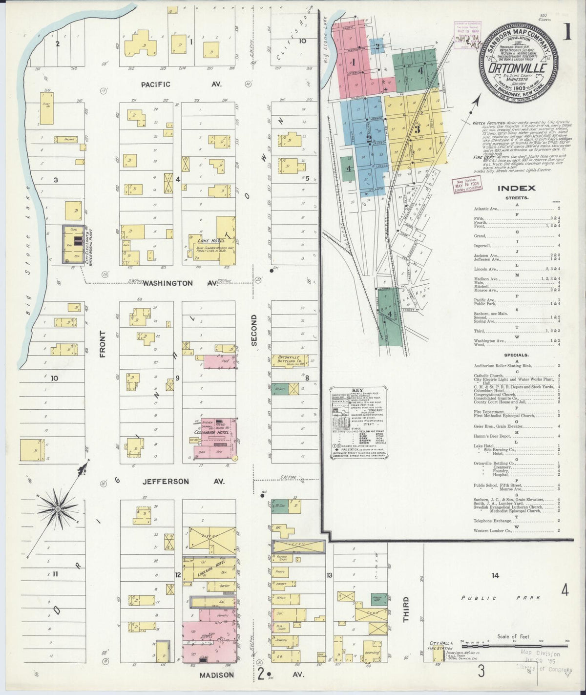 Sanborn Fire Insurance Map from Ortonville, Big Stone County, Minnesota (1909), Sheet #0001 - Complete Map Set gallery image, historic Sanborn map, vintage wall art, Minnesota Minnesota