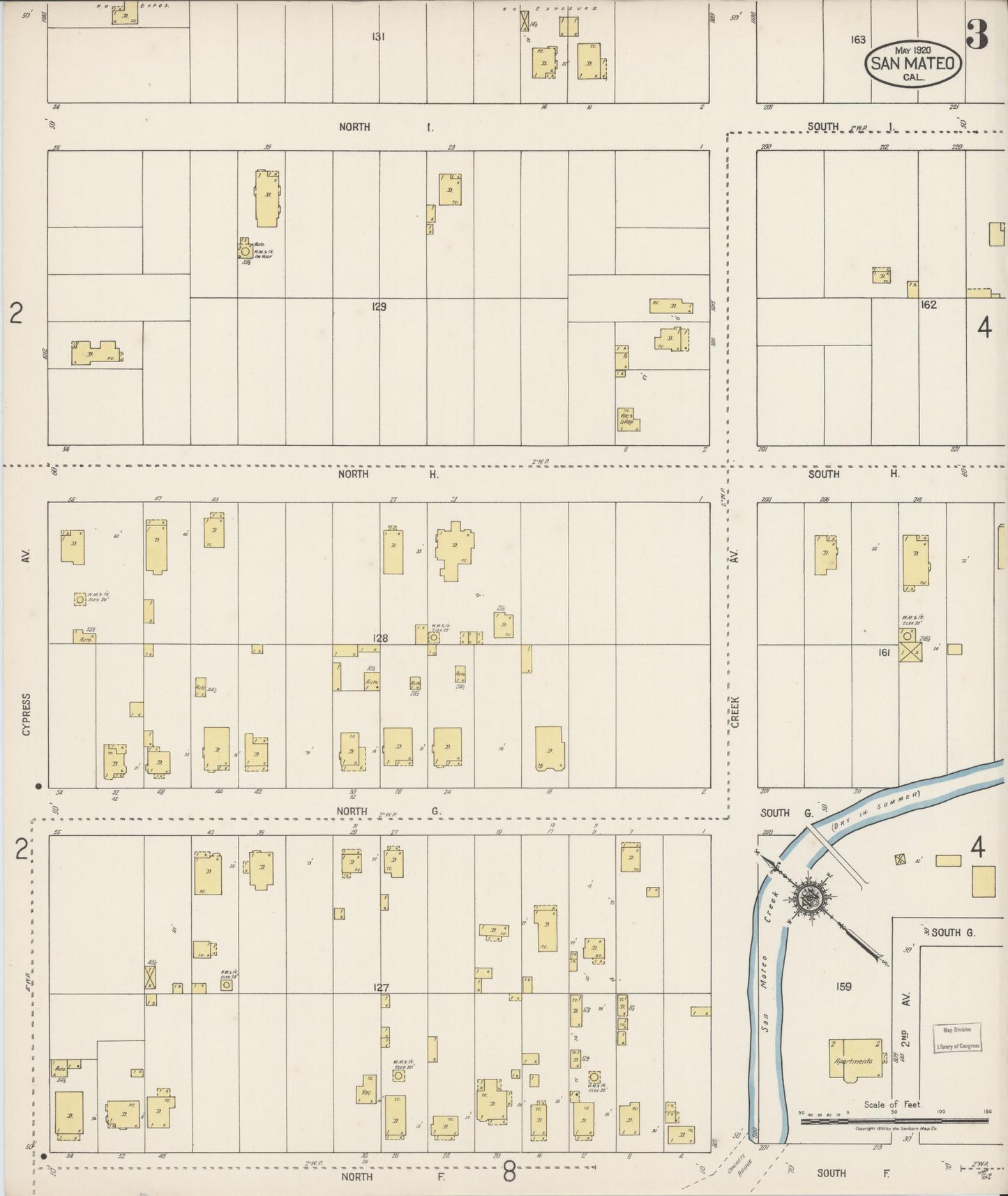 Sanborn Fire Insurance Map from San Mateo, San Mateo County, California (1920), Sheet #0003 - Complete Map Set gallery image, historic Sanborn map, vintage wall art, California California