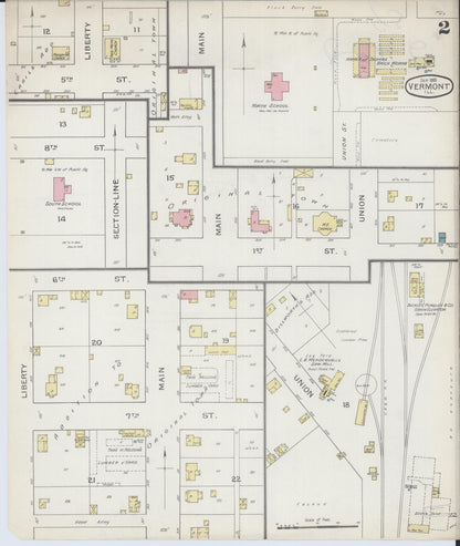 Sanborn Fire Insurance Map from Vermont, Fulton County, Illinois (1893), Sheet #0002 - Complete Map Set gallery image, historic Sanborn map, vintage wall art, Vermont Vermont