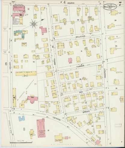 Sanborn Fire Insurance Map from Willimantic, Windham County, Connecticut (1897), Sheet #0007 - Complete Map Set gallery image, historic Sanborn map, vintage wall art, Connecticut Connecticut