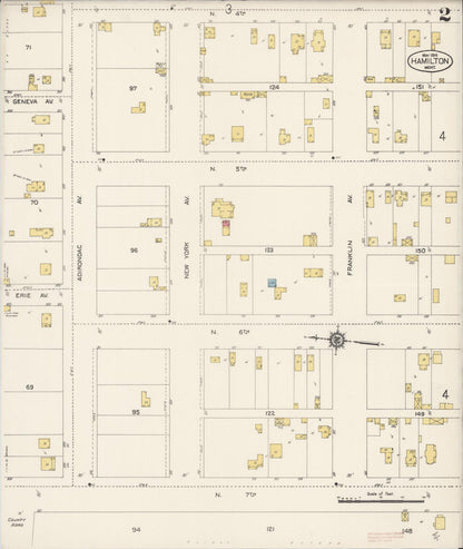 Sanborn Fire Insurance Map from Hamilton, Ravalli County, Montana (1914), Sheet #0002 - Complete Map Set gallery image, historic Sanborn map, vintage wall art, Montana Montana