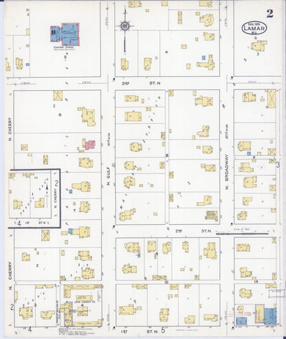 Sanborn Fire Insurance Map from Lamar, Barton County, Missouri (1916), Sheet #0002 - Historic Sanborn Fire Insurance Map Print, vintage old map wall art, antique decor, genealogy gift, Missouri Missouri map
