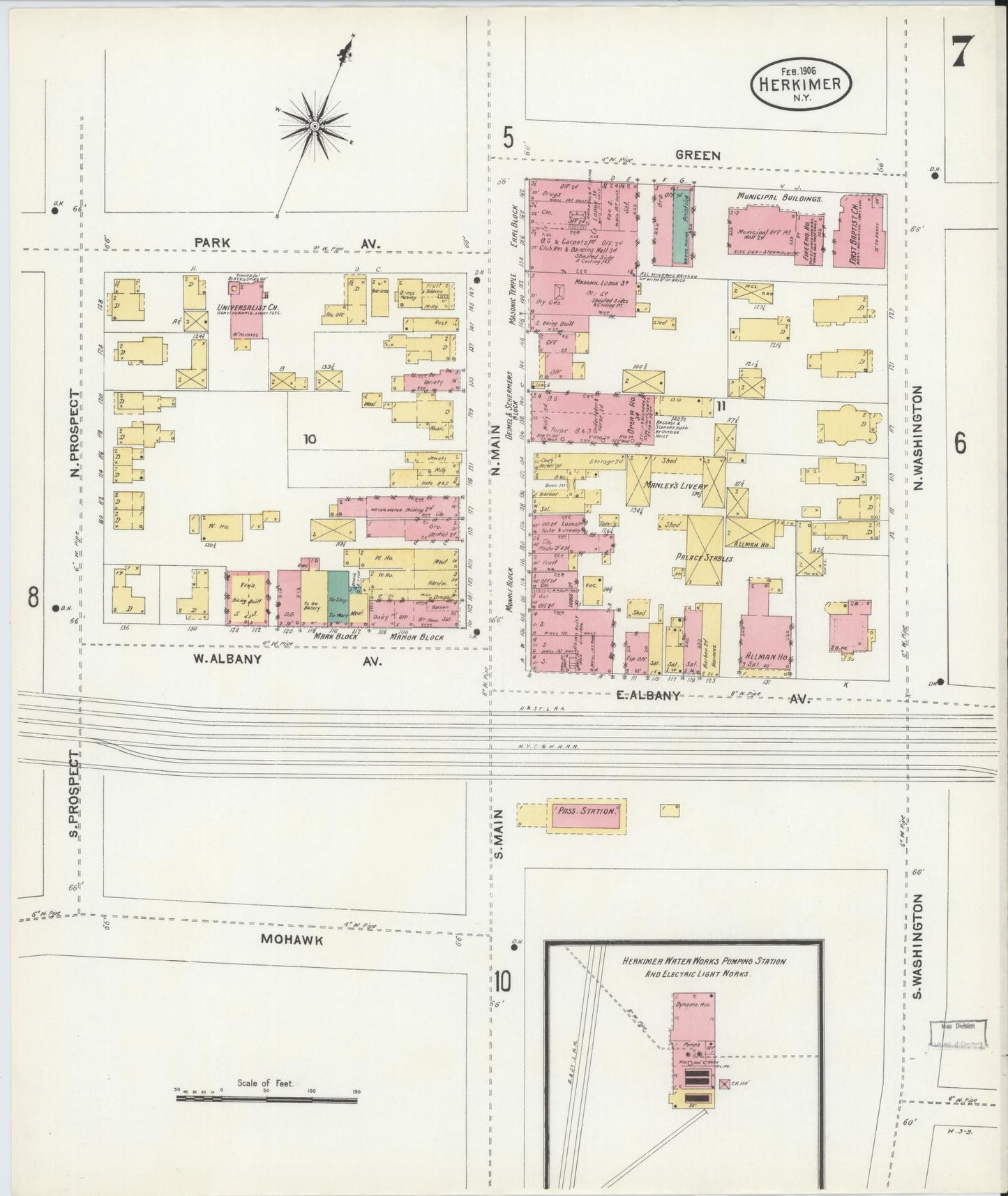 Sanborn Fire Insurance Map from Herkimer, Herkimer County, New York (1906), Sheet #0007 - Complete Map Set gallery image, historic Sanborn map, vintage wall art, New York New York