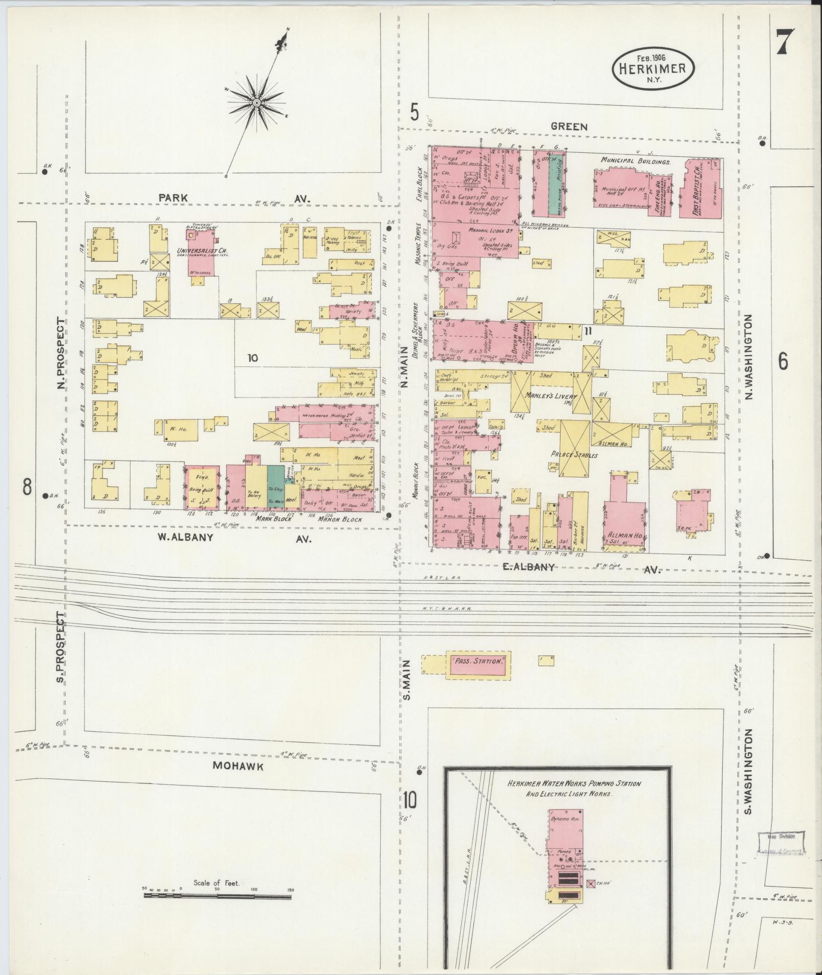 Sanborn Fire Insurance Map from Herkimer, Herkimer County, New York (1906), Sheet #0007 - Complete Map Set gallery image, historic Sanborn map, vintage wall art, New York New York